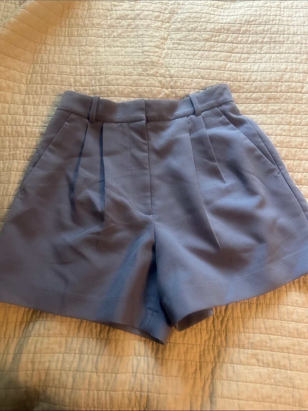 Abercrombie & Fitch Blue High-Rise Pleated Shorts